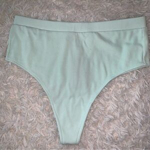 NICO plant dyed organic cotton - Katie Rib Hi-Cut Thong - Pastel blue